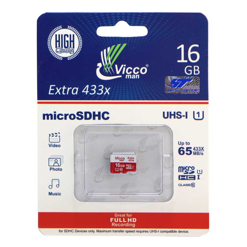 رم میکرو ۱۶ گیگ ویکومن Vicco 65MB/s بدون خشاب