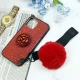 قاب ماربل طلایی پوم پوم دار + پاپ سوکت الماسی آیفون iPhone 12