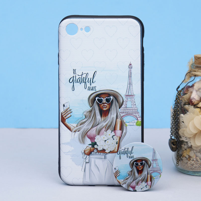 قاب طرحدار + پاپ سوکت iPhone 7/8 کد۴ سری B