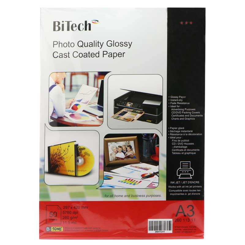 کاغذ عکس BiTech A3 بسته 50 عددی