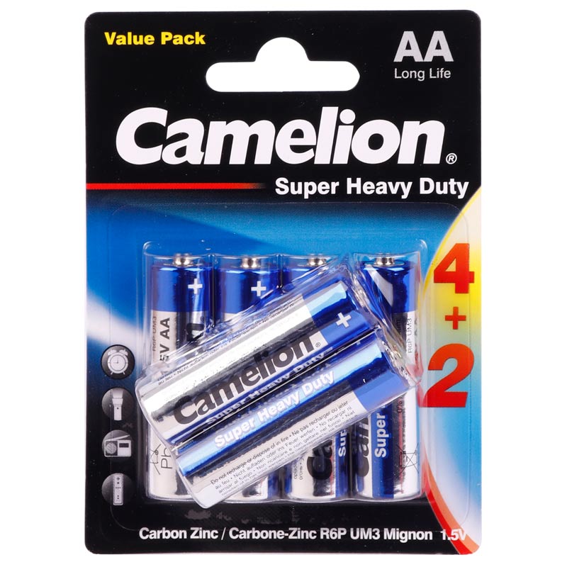 پک 2+4 باتری قلمی Camelion Super Heavy Duty 1.5V AA