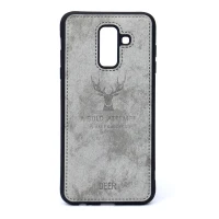 قاب چرمی طرح گوزن Samsung A6 Plus طوسی