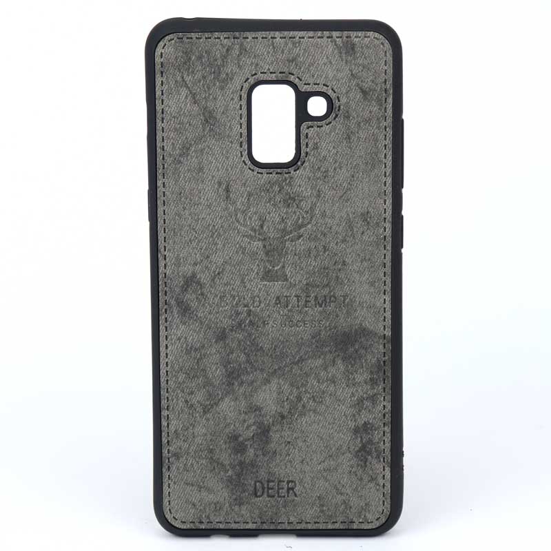 قاب چرمی طرح گوزن Samsung A8 Plus خاکستری