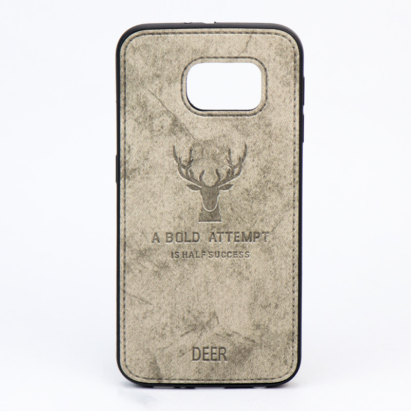 قاب چرمی طرح گوزن Samsung S6 طوسی