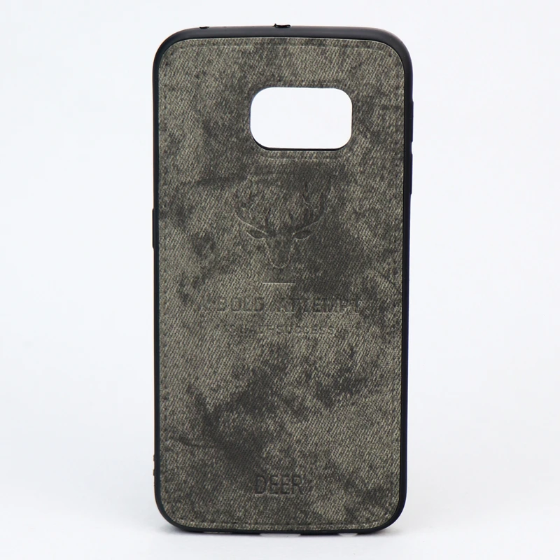 قاب چرمی طرح گوزن Samsung S6 Edge خاکستری