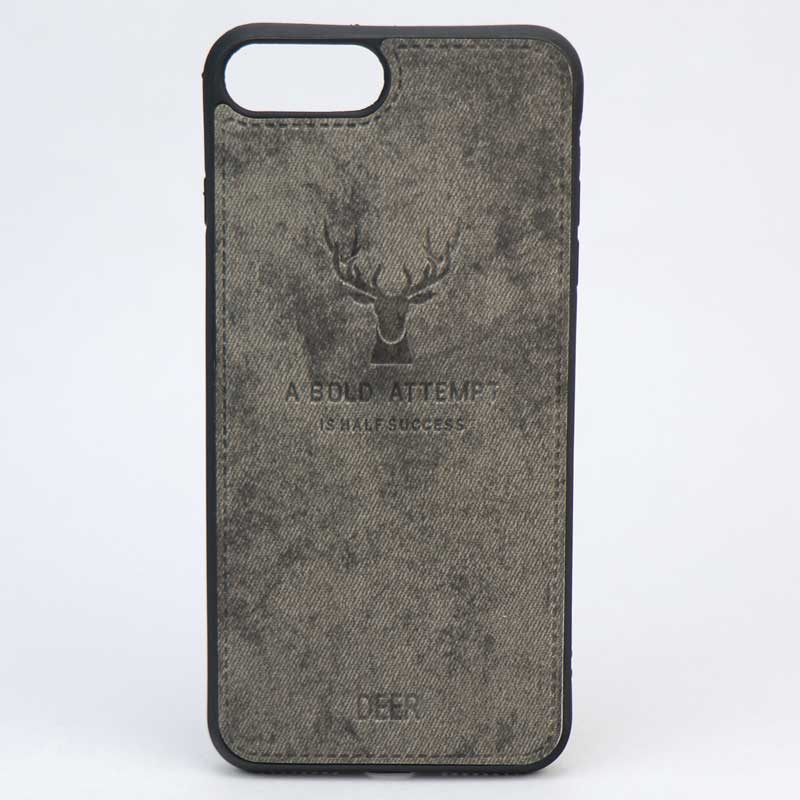 قاب چرمی طرح گوزن iPhone 7/8 Plus خاکستری