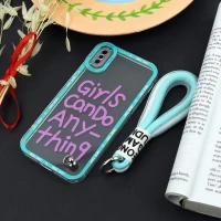 قاب طرحدار Girls Can Do محافظ لنزدار + بند آویز لنیارد iPhone X/XS