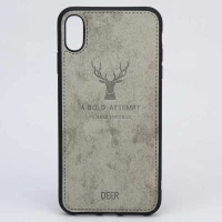 قاب چرمی طرح گوزن iPhone XS Max طوسی