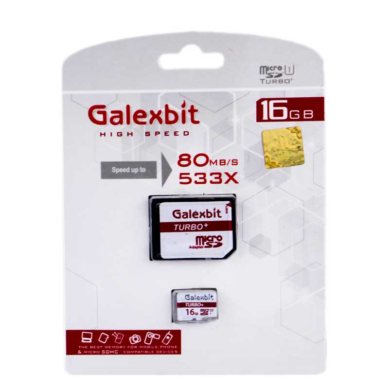 رم میکرو 16 گیگ گلکس بیت Galexbit Turbo+ 533X U1 C10 80MB/s + خشاب