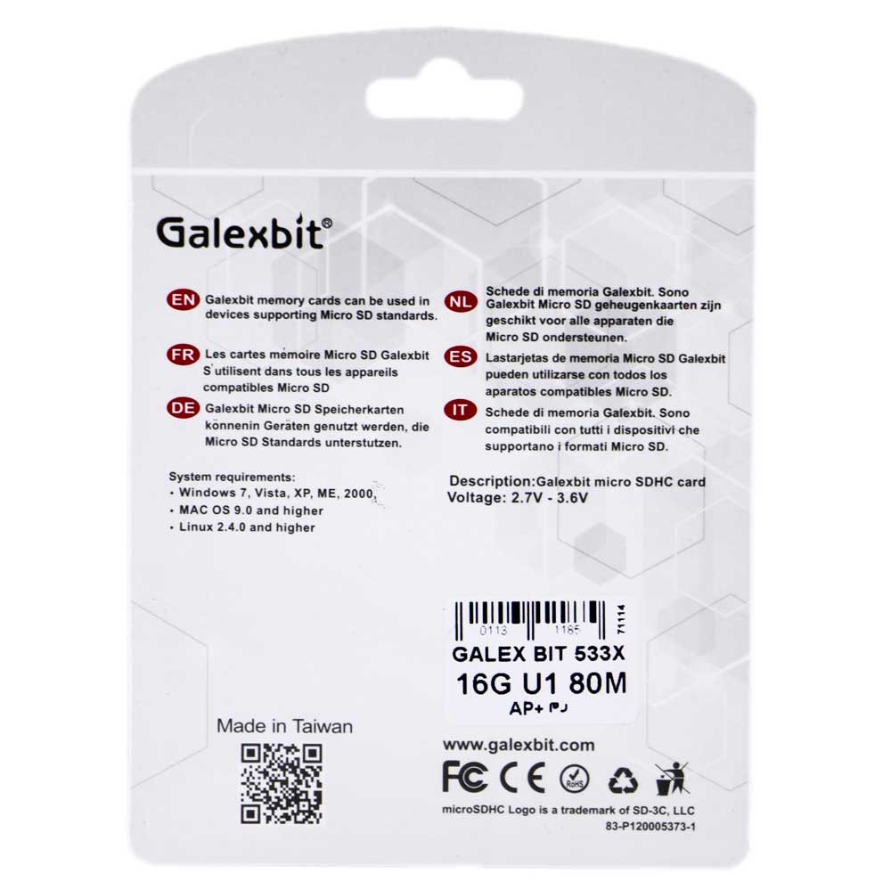 رم میکرو 16 گیگ گلکس بیت Galexbit Turbo+ 533X U1 C10 80MB/s + خشاب