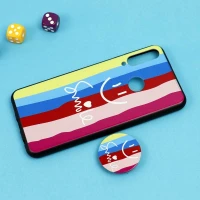 قاب فانتزی برجسته + پاپ سوکت طرح رنگین کمان هواوی Y6p سری D