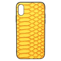 قاب چرمی پوست ماری iPhone X زرد
