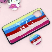 قاب فانتزی برجسته + پاپ سوکت طرح رنگین کمان سامسونگ Samsung Galaxy A42 5G سری D