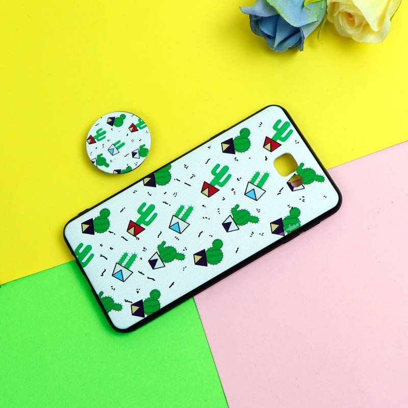 قاب فانتزی برجسته + پاپ سوکت طرح کاکتوس سامسونگ J7 Prime سری D