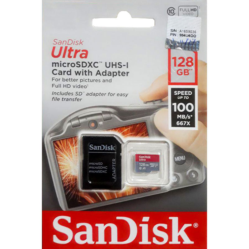 رم میکرو ۱۲۸ گیگ سن دیسک SanDisk Ultra U1 100MB/s