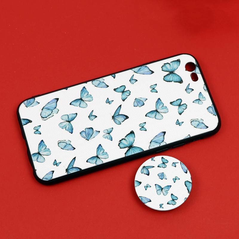 قاب فانتزی برجسته + پاپ سوکت طرح پروانه iPhone 6/6s سری D