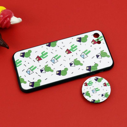 قاب فانتزی برجسته + پاپ سوکت طرح کاکتوس iPhone 7/8 سری D