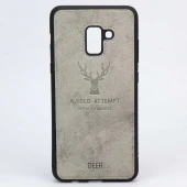 قاب چرمی طرح گوزن Samsung A8 Plus طوسی