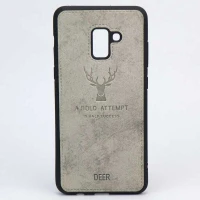قاب چرمی طرح گوزن Samsung A8 Plus طوسی