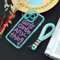 قاب طرحدار Girls Can Do محافظ لنزدار + بند آویز لنیارد iPhone 13 Pro