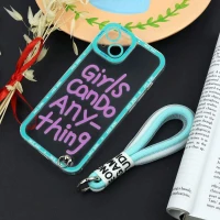 قاب طرحدار Girls Can Do محافظ لنزدار + بند آویز لنیارد iPhone 13