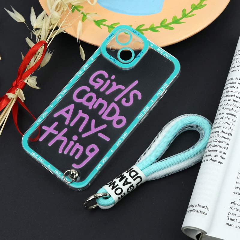 قاب طرحدار Girls Can Do محافظ لنزدار + بند آویز لنیارد iPhone 13