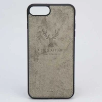 قاب چرمی طرح گوزن iPhone 7/8 Plus طوسی