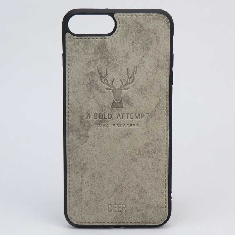 قاب چرمی طرح گوزن iPhone 7/8 Plus طوسی