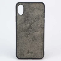 قاب چرمی طرح گوزن iPhone X/XS خاکستری