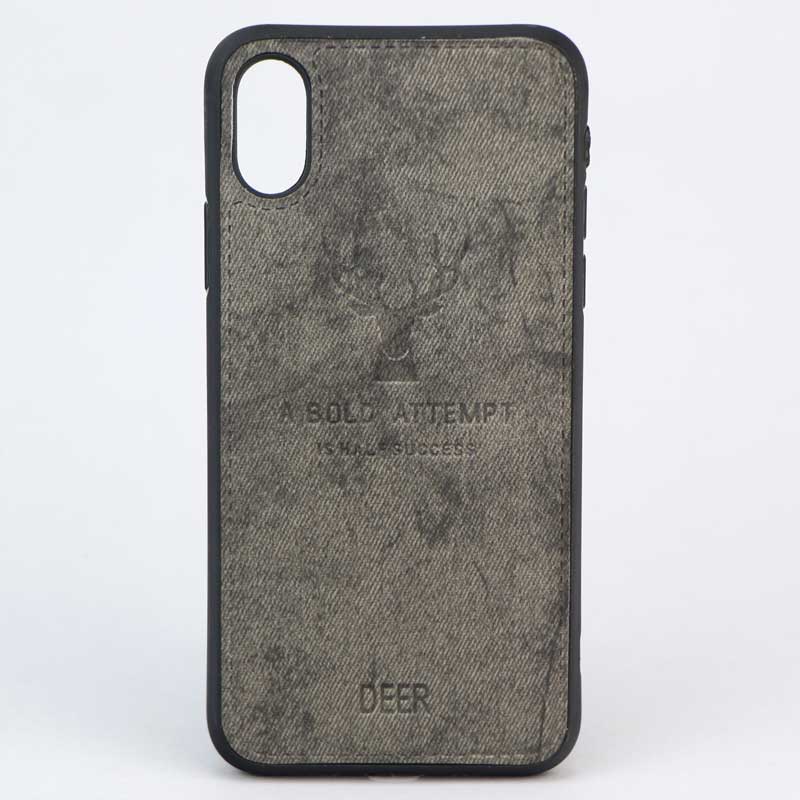 قاب چرمی طرح گوزن iPhone X/XS خاکستری