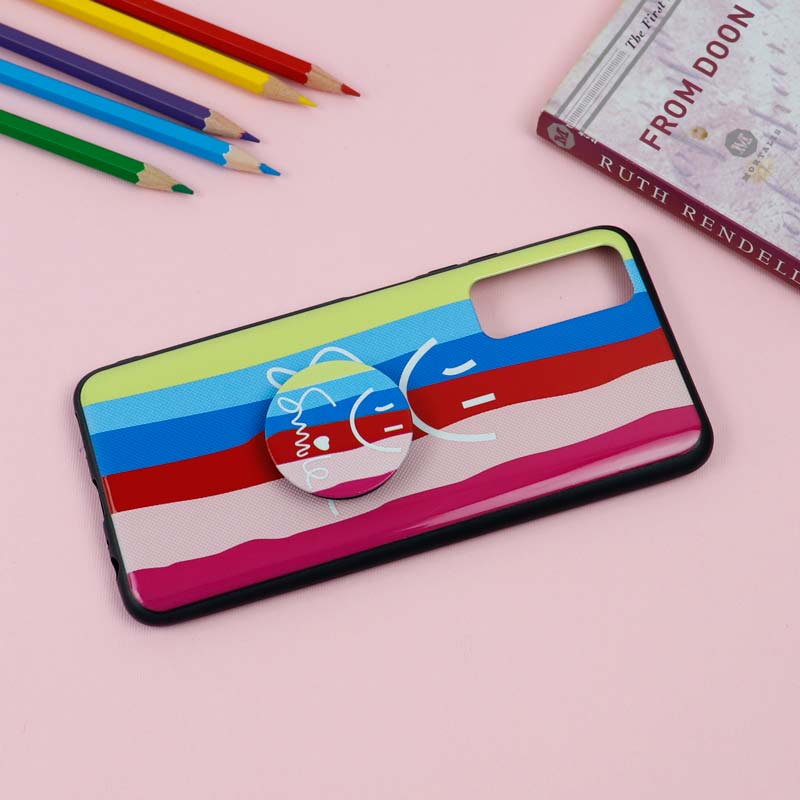 قاب فانتزی برجسته + پاپ سوکت طرح رنگین کمان هواوی Y7a سری D