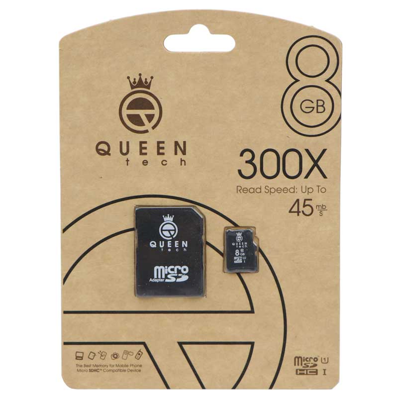 رم میکرو 8 گیگ کوئین تک QUEEN TECH U1 45MB/s + خشاب