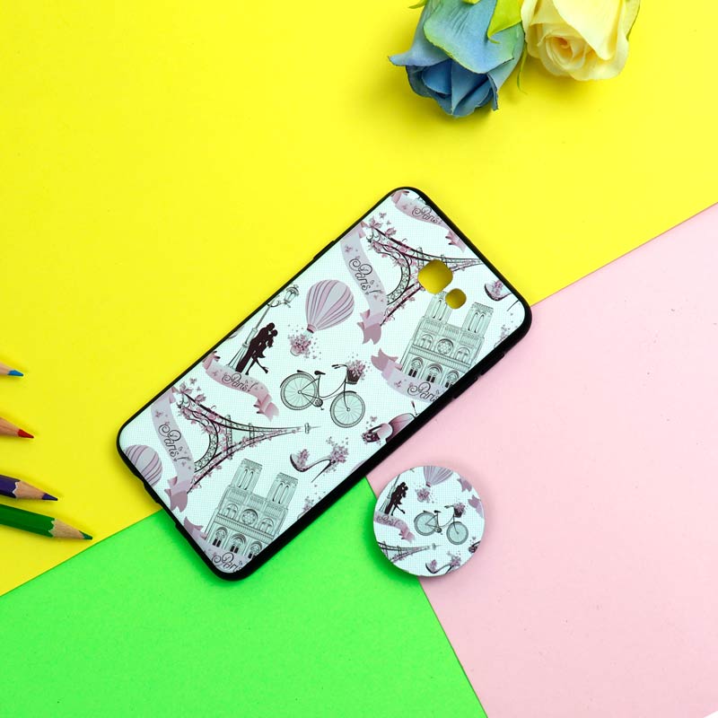 قاب فانتزی برجسته + پاپ سوکت طرح ایفل سامسونگ J7 Prime سری D