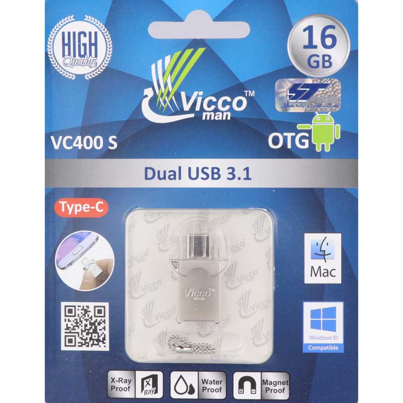 فلش 16 گیگ ویکومن Vicco VC400 OTG Type-C USB3.1