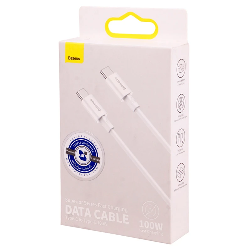 کابل دو سر تایپ سی فست شارژ 100 وات باسئوس Superior Series CATYS-C0 طول 2 متر