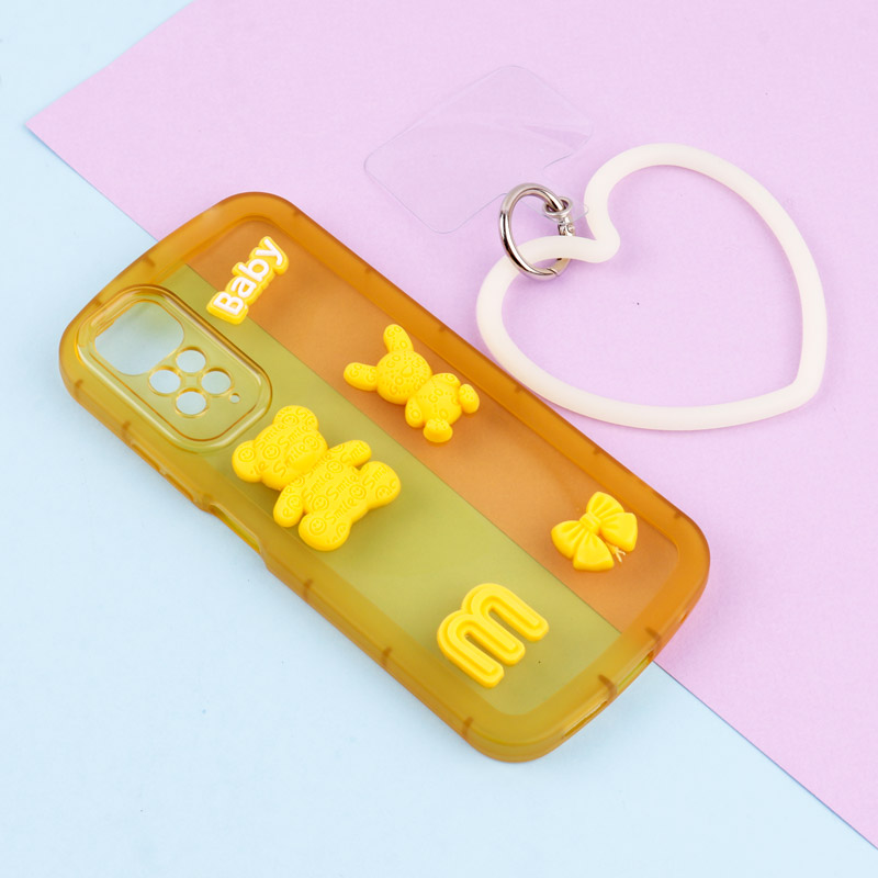 قاب برجسته عروسکی محافظ لنزدار + آویز قلبی Xiaomi Redmi Note 11 / 11s