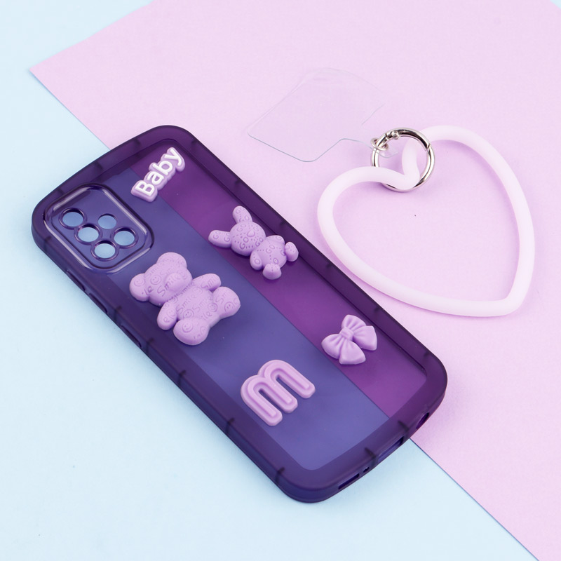 قاب برجسته عروسکی محافظ لنزدار + آویز قلبی Samsung Galaxy A51 4G