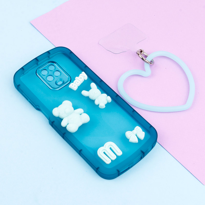 قاب برجسته عروسکی محافظ لنزدار + آویز قلبی Xiaomi Redmi Note 9s