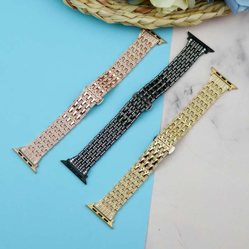 بند طرح W4 نگین دار Slicto اپل واچ 38/40mm