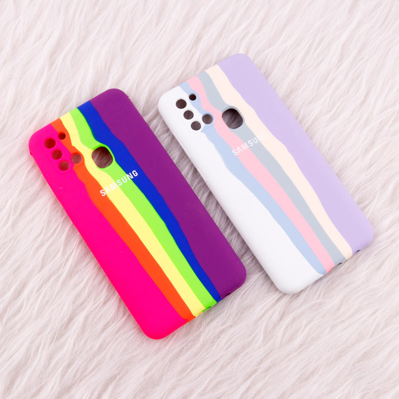 قاب محافظ لنزدار سیلیکونی اورجینال رنگین کمانی Samsung Galaxy A21s
