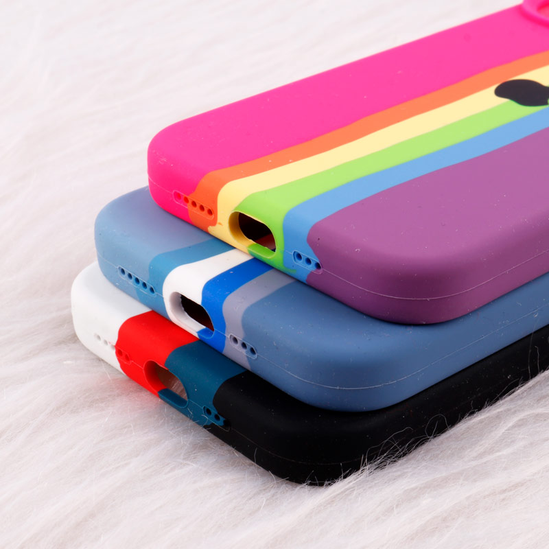 قاب سیلیکونی اورجینال رنگین کمانی iPhone 14