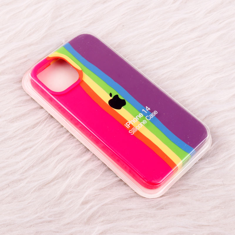 قاب سیلیکونی اورجینال رنگین کمانی iPhone 14