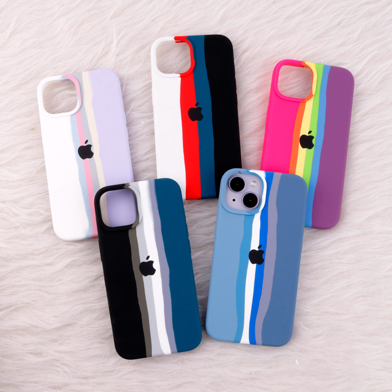 قاب سیلیکونی اورجینال رنگین کمانی iPhone 14
