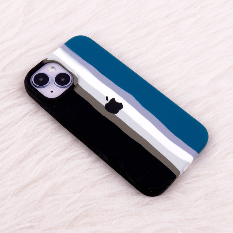 قاب سیلیکونی اورجینال رنگین کمانی iPhone 14
