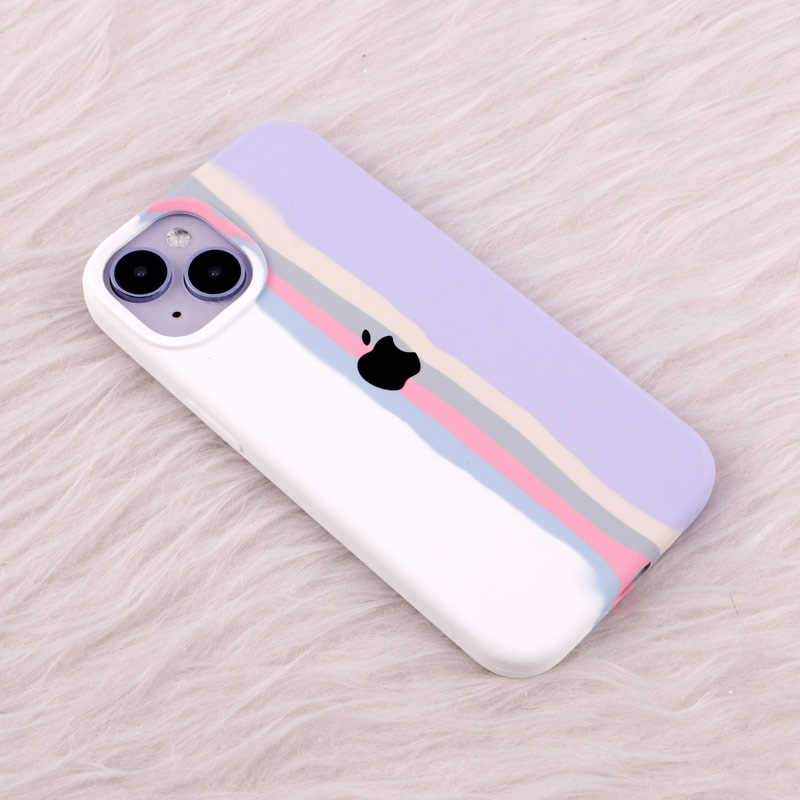 قاب سیلیکونی اورجینال رنگین کمانی iPhone 14