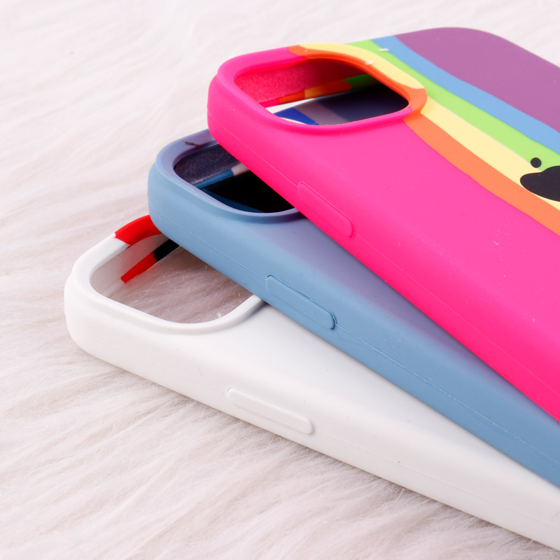 قاب سیلیکونی اورجینال رنگین کمانی iPhone 14