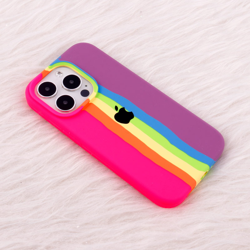 قاب سیلیکونی اورجینال رنگین کمانی iPhone 14 Pro