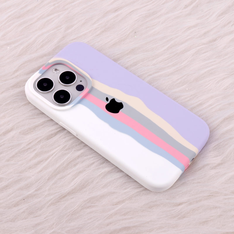 قاب سیلیکونی اورجینال رنگین کمانی iPhone 14 Pro