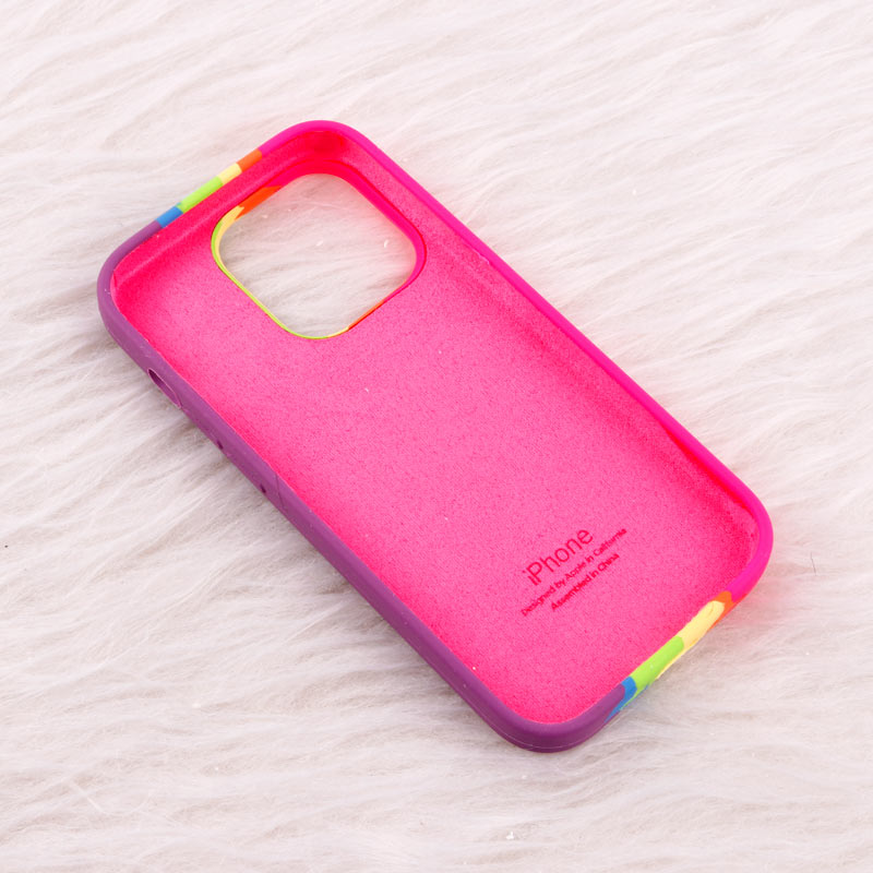 قاب سیلیکونی اورجینال رنگین کمانی iPhone 14 Pro