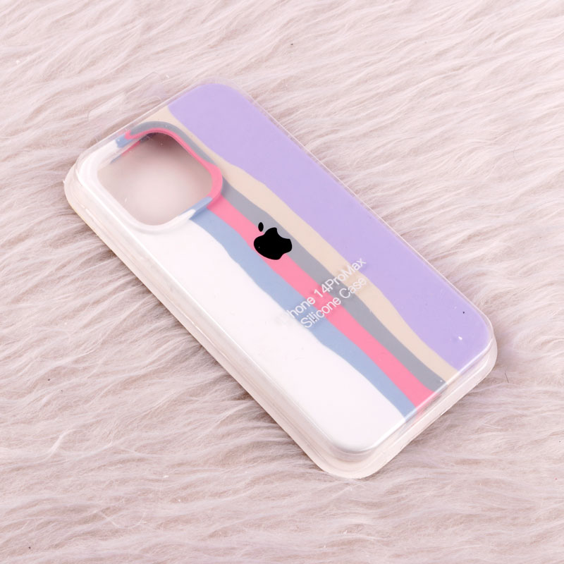 قاب سیلیکونی اورجینال رنگین کمانی iPhone 14 Pro Max